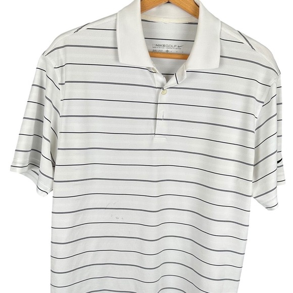 Nike Golf Other - Nike Golf Dri-FIT Mens Polo Shirt White Black Striped Short Sleeve Size Medium